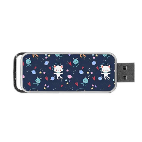 Cute Astronaut Cat With Star Galaxy Elements Seamless Pattern Portable USB Flash (Two Sides) from ArtsNow.com Front