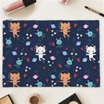 Cute Astronaut Cat With Star Galaxy Elements Seamless Pattern Cosmetic Bag (XXL)