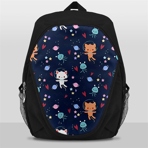 Cute Astronaut Cat With Star Galaxy Elements Seamless Pattern Backpack Bag from ArtsNow.com Front