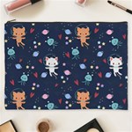 Cute Astronaut Cat With Star Galaxy Elements Seamless Pattern Cosmetic Bag (XXXL)