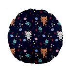 Cute Astronaut Cat With Star Galaxy Elements Seamless Pattern Standard 15  Premium Round Cushions