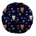 Cute Astronaut Cat With Star Galaxy Elements Seamless Pattern Large 18  Premium Round Cushions