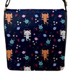 Cute Astronaut Cat With Star Galaxy Elements Seamless Pattern Flap Closure Messenger Bag (S)