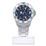 Cute Astronaut Cat With Star Galaxy Elements Seamless Pattern Plastic Nurses Watch