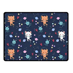 Cute Astronaut Cat With Star Galaxy Elements Seamless Pattern Two Sides Fleece Blanket (Small) from ArtsNow.com 45 x34  Blanket Back
