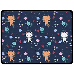 Cute Astronaut Cat With Star Galaxy Elements Seamless Pattern Two Sides Fleece Blanket (Large) from ArtsNow.com 80 x60  Blanket Back