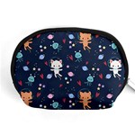 Cute Astronaut Cat With Star Galaxy Elements Seamless Pattern Accessory Pouch (Medium)