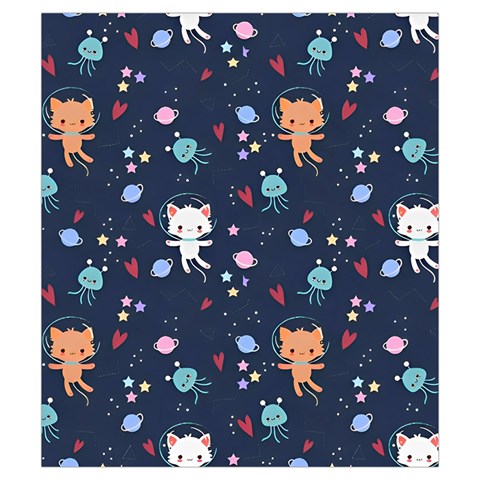 Cute Astronaut Cat With Star Galaxy Elements Seamless Pattern Drawstring Pouch (Small) from ArtsNow.com Front