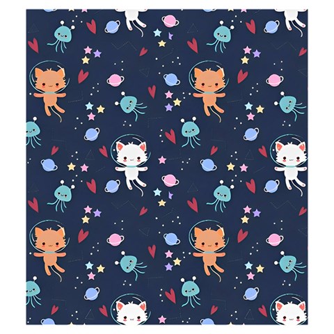 Cute Astronaut Cat With Star Galaxy Elements Seamless Pattern Drawstring Pouch (Medium) from ArtsNow.com Front