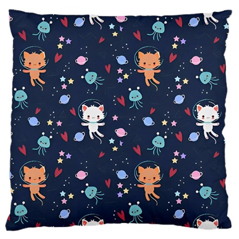 Cute Astronaut Cat With Star Galaxy Elements Seamless Pattern Standard Premium Plush Fleece Cushion Case (One Side) from ArtsNow.com Front