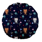 Cute Astronaut Cat With Star Galaxy Elements Seamless Pattern Large 18  Premium Flano Round Cushions