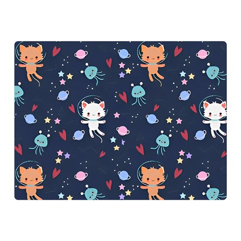 Cute Astronaut Cat With Star Galaxy Elements Seamless Pattern Two Sides Premium Plush Fleece Blanket (Mini) from ArtsNow.com 35 x27  Blanket Back