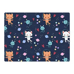 Cute Astronaut Cat With Star Galaxy Elements Seamless Pattern Two Sides Premium Plush Fleece Blanket (Mini) from ArtsNow.com 35 x27  Blanket Back