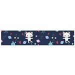 Cute Astronaut Cat With Star Galaxy Elements Seamless Pattern Small Premium Plush Fleece Scarf