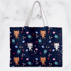 Cute Astronaut Cat With Star Galaxy Elements Seamless Pattern Zipper Mini Tote Bag from ArtsNow.com Back