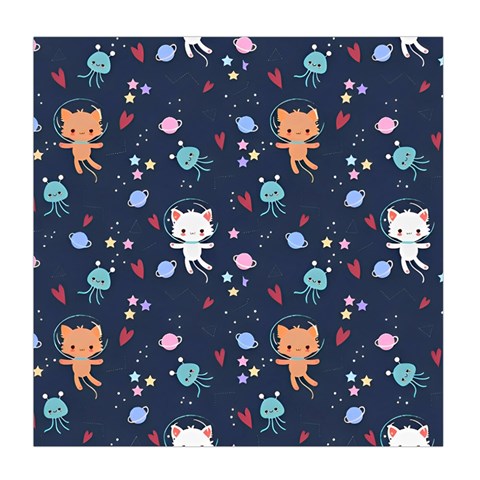 Cute Astronaut Cat With Star Galaxy Elements Seamless Pattern Duvet Cover (Queen Size) from ArtsNow.com Front