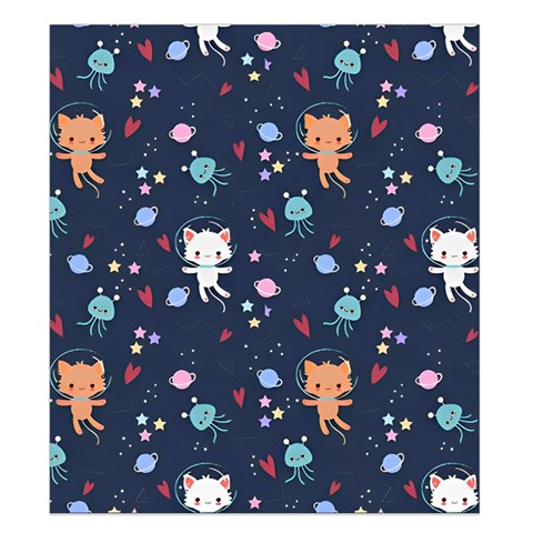 Cute Astronaut Cat With Star Galaxy Elements Seamless Pattern Duvet Cover Double Side (King Size) from ArtsNow.com Back