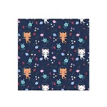 Cute Astronaut Cat With Star Galaxy Elements Seamless Pattern Satin Bandana Scarf 22  x 22 