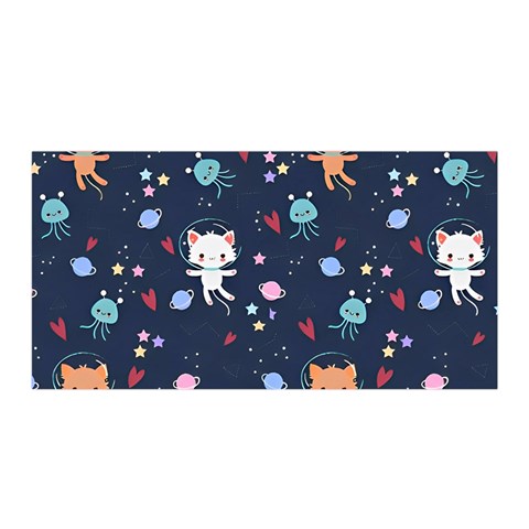 Cute Astronaut Cat With Star Galaxy Elements Seamless Pattern Satin Wrap 35  x 70  from ArtsNow.com Front