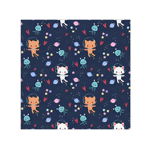 Cute Astronaut Cat With Star Galaxy Elements Seamless Pattern Square Satin Scarf (30  x 30 ) from ArtsNow.com Front