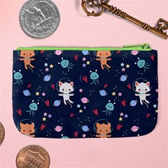 Cute Astronaut Cat With Star Galaxy Elements Seamless Pattern Large Coin Purse from ArtsNow.com Back