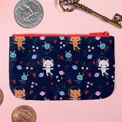 Cute Astronaut Cat With Star Galaxy Elements Seamless Pattern Large Coin Purse from ArtsNow.com Back