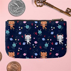 Cute Astronaut Cat With Star Galaxy Elements Seamless Pattern Large Coin Purse from ArtsNow.com Back