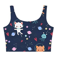Cute Astronaut Cat With Star Galaxy Elements Seamless Pattern Midi Sleeveless Dress from ArtsNow.com Top Back