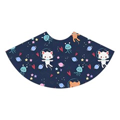Cute Astronaut Cat With Star Galaxy Elements Seamless Pattern Midi Sleeveless Dress from ArtsNow.com Skirt Front
