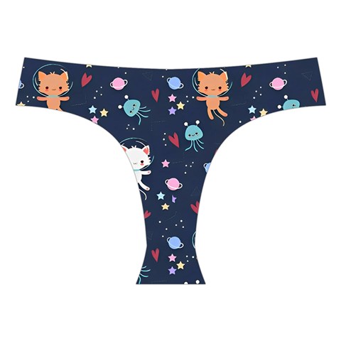 Cute Astronaut Cat With Star Galaxy Elements Seamless Pattern Cross Back Hipster Bikini Set from ArtsNow.com Front Under