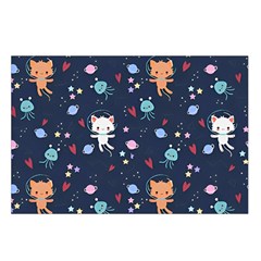 Cute Astronaut Cat With Star Galaxy Elements Seamless Pattern Waist Pouch (Small) from ArtsNow.com Loop