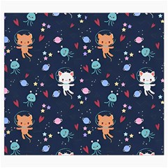 Cute Astronaut Cat With Star Galaxy Elements Seamless Pattern Roll Up Canvas Pencil Holder (S) from ArtsNow.com Front