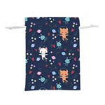 Cute Astronaut Cat With Star Galaxy Elements Seamless Pattern Lightweight Drawstring Pouch (S)