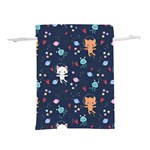 Cute Astronaut Cat With Star Galaxy Elements Seamless Pattern Lightweight Drawstring Pouch (L)