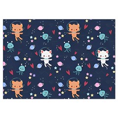 Cute Astronaut Cat With Star Galaxy Elements Seamless Pattern Wristlet Pouch Bag (Small) from ArtsNow.com Belt Loop