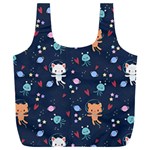 Cute Astronaut Cat With Star Galaxy Elements Seamless Pattern Full Print Recycle Bag (XXL)