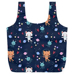 Cute Astronaut Cat With Star Galaxy Elements Seamless Pattern Full Print Recycle Bag (XXXL) from ArtsNow.com Back