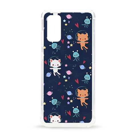 Cute Astronaut Cat With Star Galaxy Elements Seamless Pattern Samsung Galaxy S20 6.2 Inch TPU UV Case from ArtsNow.com Front