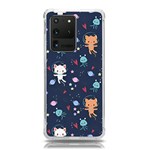 Cute Astronaut Cat With Star Galaxy Elements Seamless Pattern Samsung Galaxy S20 Ultra 6.9 Inch TPU UV Case