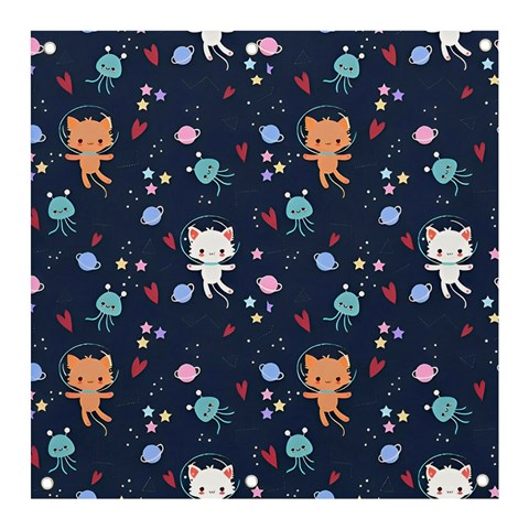 Cute Astronaut Cat With Star Galaxy Elements Seamless Pattern Banner and Sign 3  x 3  from ArtsNow.com Front