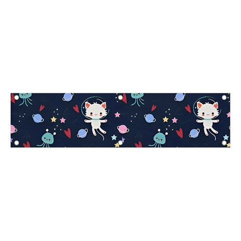 Cute Astronaut Cat With Star Galaxy Elements Seamless Pattern Banner and Sign 4  x 1  from ArtsNow.com Front