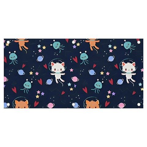 Cute Astronaut Cat With Star Galaxy Elements Seamless Pattern Banner and Sign 4  x 2  from ArtsNow.com Front