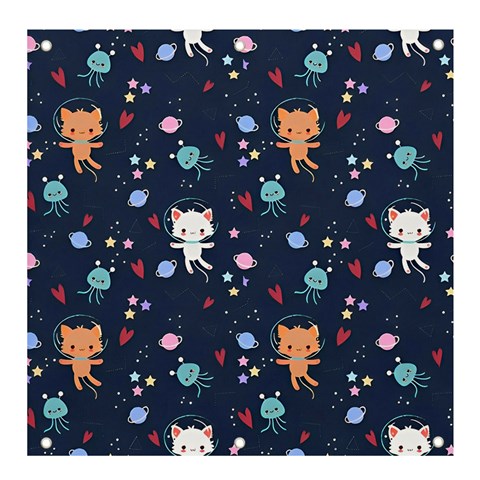 Cute Astronaut Cat With Star Galaxy Elements Seamless Pattern Banner and Sign 4  x 4  from ArtsNow.com Front