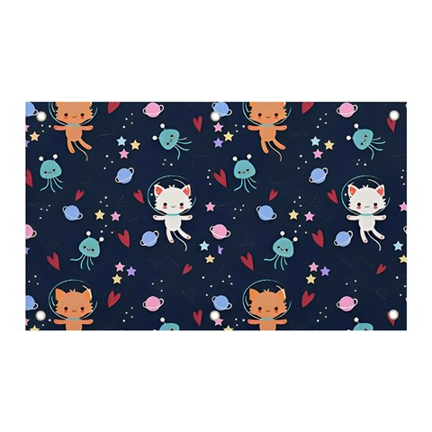 Cute Astronaut Cat With Star Galaxy Elements Seamless Pattern Banner and Sign 5  x 3  from ArtsNow.com Front