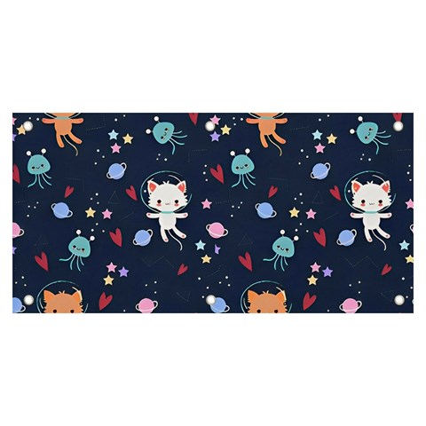 Cute Astronaut Cat With Star Galaxy Elements Seamless Pattern Banner and Sign 6  x 3  from ArtsNow.com Front