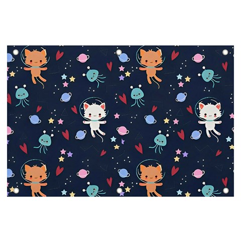 Cute Astronaut Cat With Star Galaxy Elements Seamless Pattern Banner and Sign 6  x 4  from ArtsNow.com Front