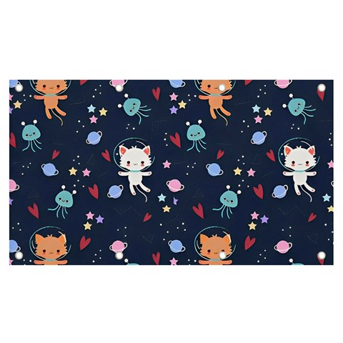 Cute Astronaut Cat With Star Galaxy Elements Seamless Pattern Banner and Sign 7  x 4  from ArtsNow.com Front