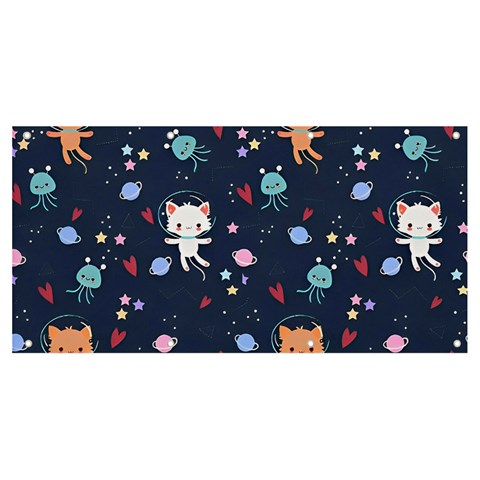 Cute Astronaut Cat With Star Galaxy Elements Seamless Pattern Banner and Sign 8  x 4  from ArtsNow.com Front