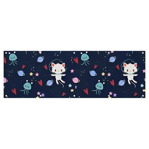 Cute Astronaut Cat With Star Galaxy Elements Seamless Pattern Banner and Sign 12  x 4  from ArtsNow.com Front