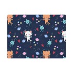 Cute Astronaut Cat With Star Galaxy Elements Seamless Pattern Premium Plush Fleece Blanket (Mini)